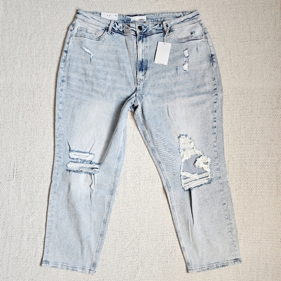 Vervet High Rise Light Wash Slim Straight Ankle Jeans Stretch Erika 20W NEW - Picture 3 of 14